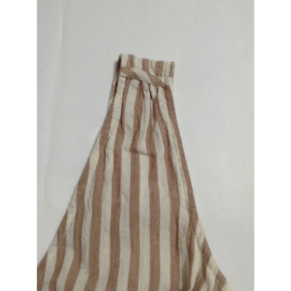 Hem & Thread Striped Wide Leg Jumpsuit Womens Boho Tan White Rayon Lined Small - Picture 6 of 11